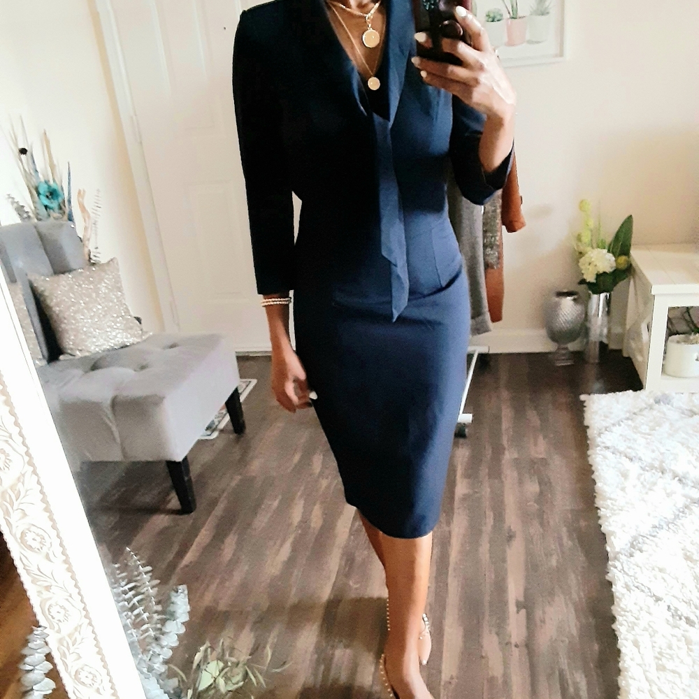 Nife Navy Career Midi Dress Size 2